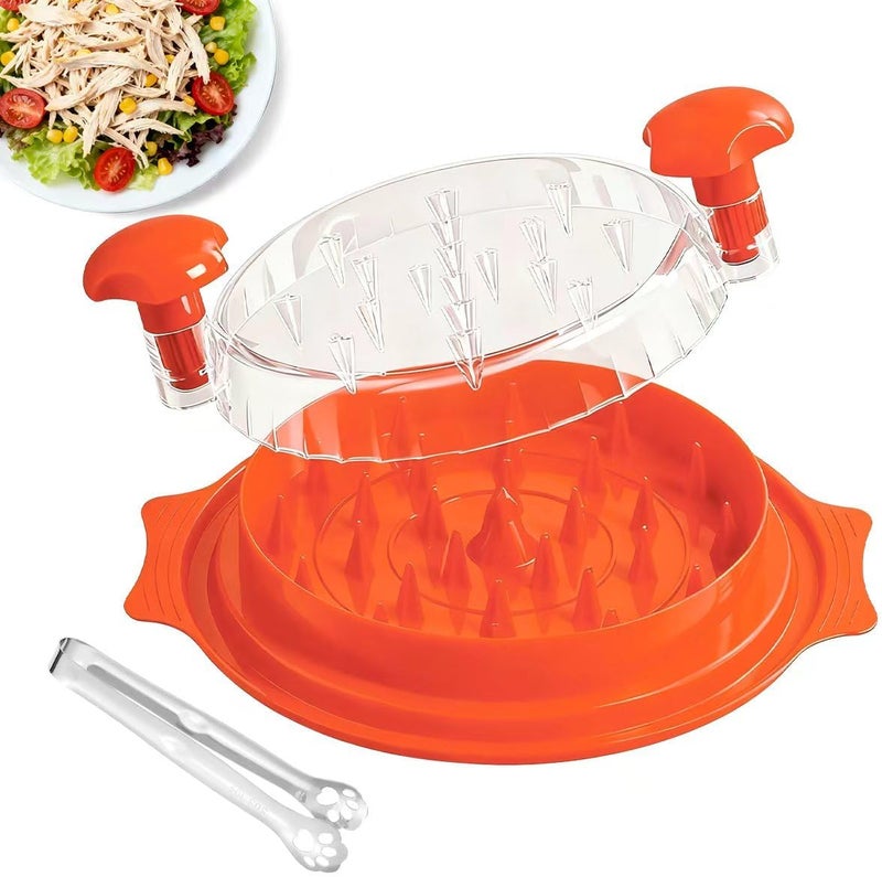 KicthMap Chicken Shredder Tool Twist 9.84in Large Chicken Shredder with Clip Visible Meat Shredde Machine BPA Free Ergonomic Handle Manual Meat Suitable for Chickens Pork Beef ect (Orange) - Image 1